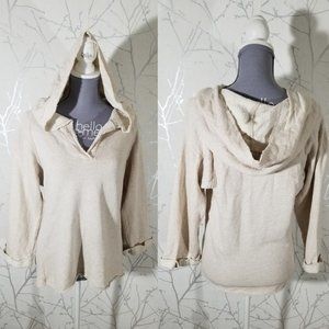 AIKO Oatmeal Beige Supima Modal Blend V-Neck Pullover Hoodie